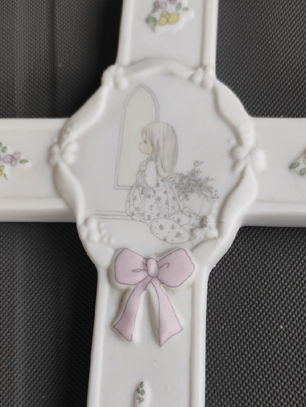 👼 Precious Moments CROSS  Wall Mount        O WORSHIP THE LORD 1989  VNPLVC